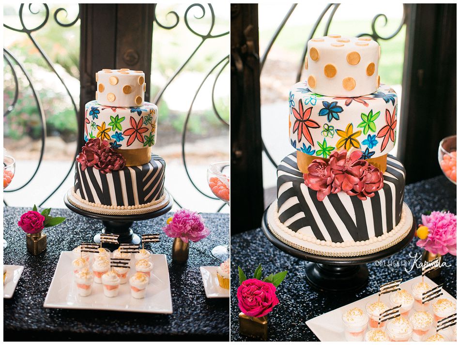 Floral Strike Polka Dot Wedding Cake 