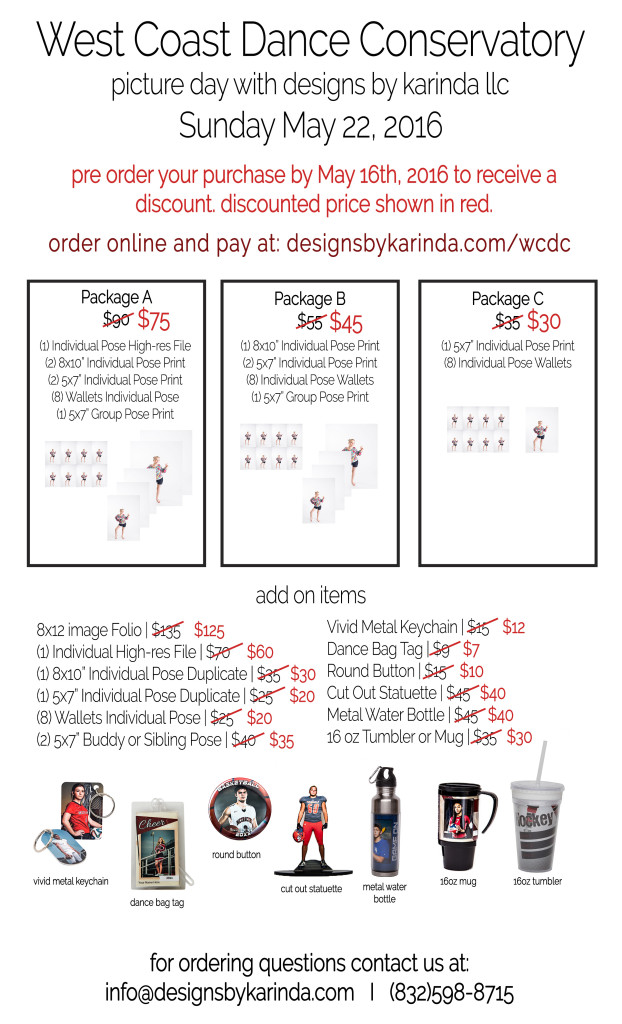 West Coast Dance Conservatory Product Price List